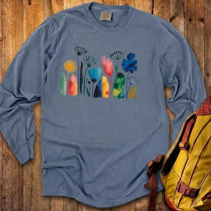 Watercolor Wildflower Meadow Cotton Long Sleeve