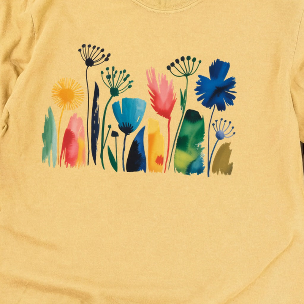 Watercolor Wildflower Meadow Cotton Long Sleeve