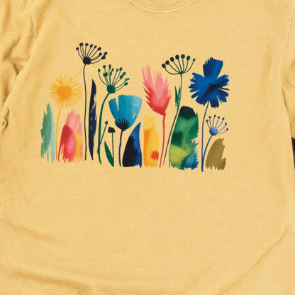 Watercolor Wildflower Meadow Cotton Long Sleeve