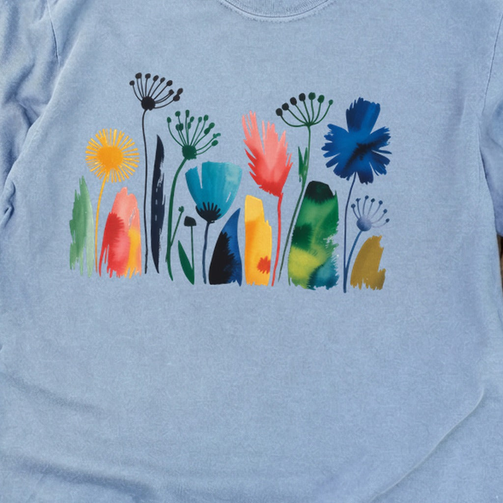 Watercolor Wildflower Meadow Cotton Long Sleeve