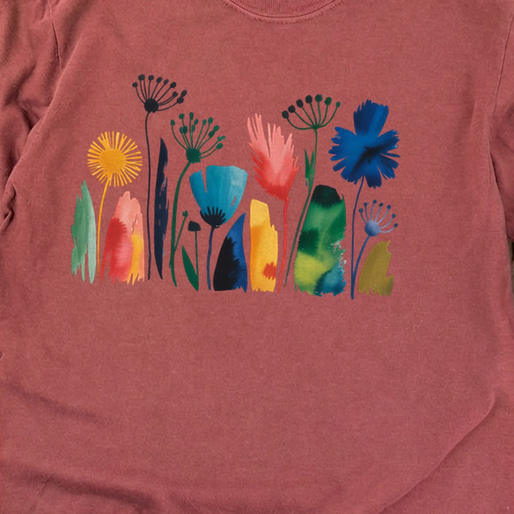 Watercolor Wildflower Meadow Cotton Long Sleeve