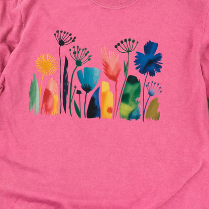 Watercolor Wildflower Meadow Cotton Long Sleeve