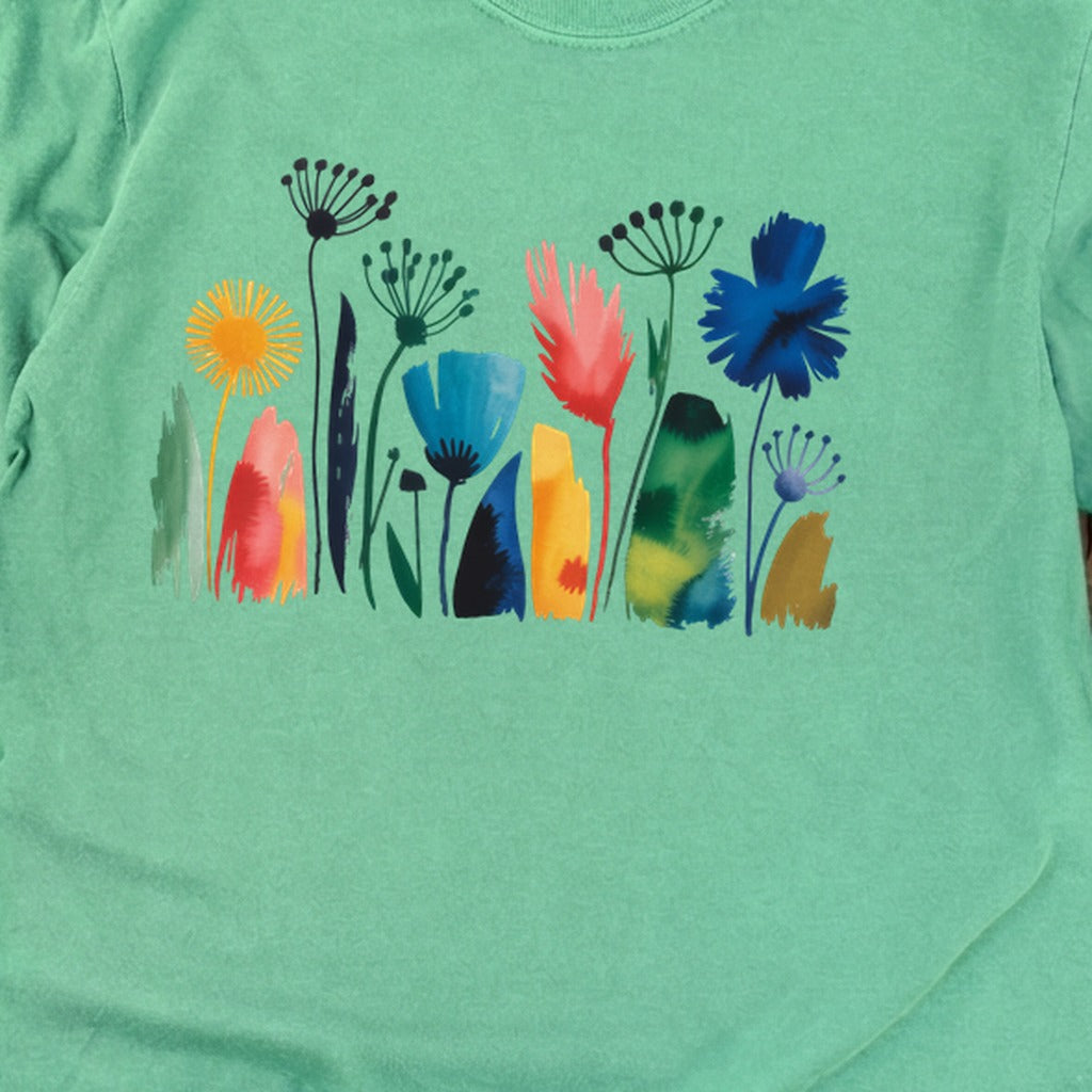 Watercolor Wildflower Meadow Cotton Long Sleeve