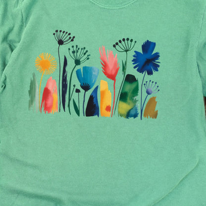 Watercolor Wildflower Meadow Cotton Long Sleeve