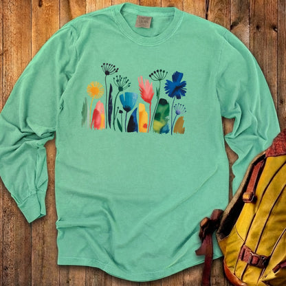 Watercolor Wildflower Meadow Cotton Long Sleeve