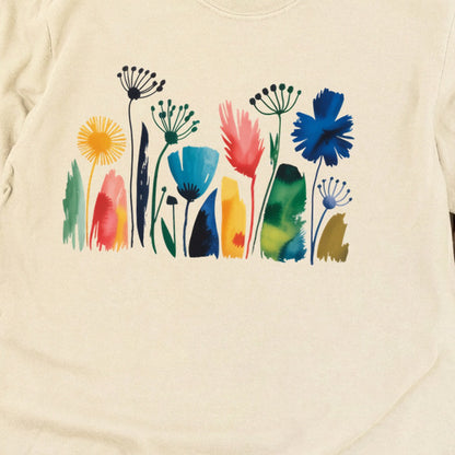 Watercolor Wildflower Meadow Cotton Long Sleeve