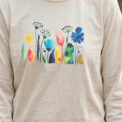 Watercolor Wildflower Meadow Cotton Long Sleeve