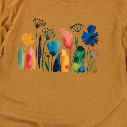 Watercolor Wildflower Meadow Cotton Long Sleeve