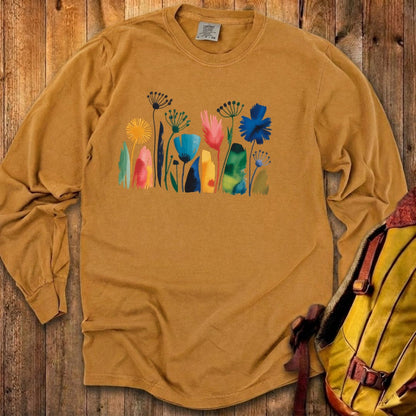 Watercolor Wildflower Meadow Cotton Long Sleeve