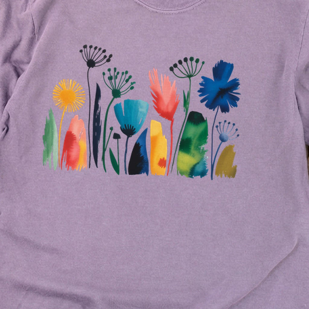 Watercolor Wildflower Meadow Cotton Long Sleeve