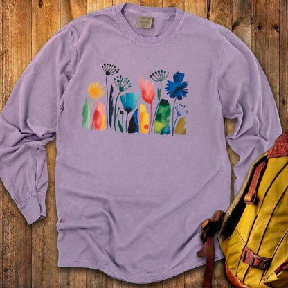 Watercolor Wildflower Meadow Cotton Long Sleeve