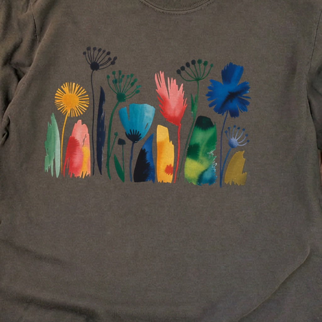 Watercolor Wildflower Meadow Cotton Long Sleeve