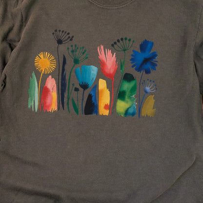 Watercolor Wildflower Meadow Cotton Long Sleeve