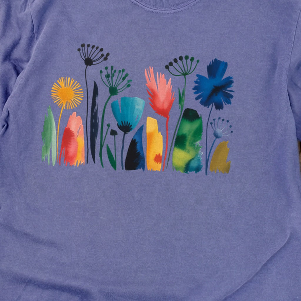 Watercolor Wildflower Meadow Cotton Long Sleeve