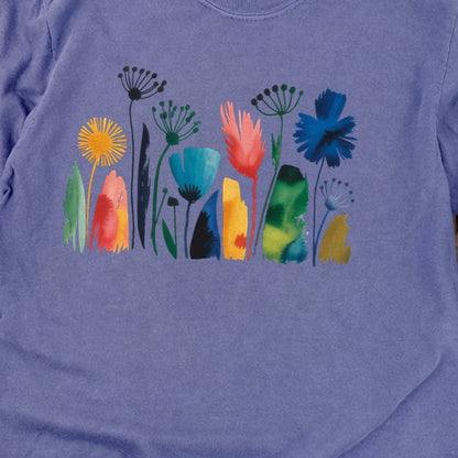 Watercolor Wildflower Meadow Cotton Long Sleeve