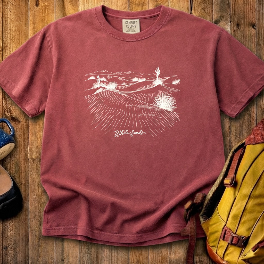 White Sands Line Drawing Cotton T-Shirt