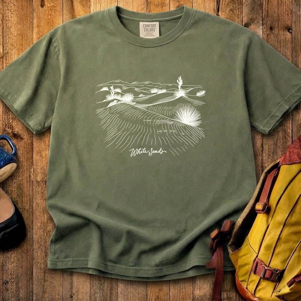 White Sands Line Drawing Cotton T-Shirt