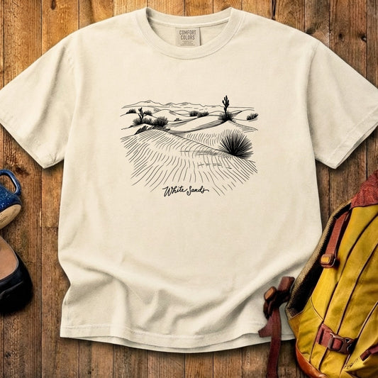White Sands Line Drawing Cotton T-Shirt