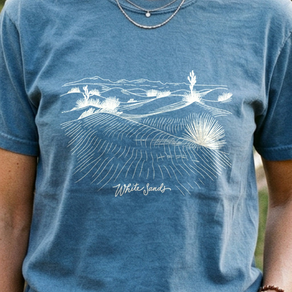 White Sands Line Drawing Cotton T-Shirt