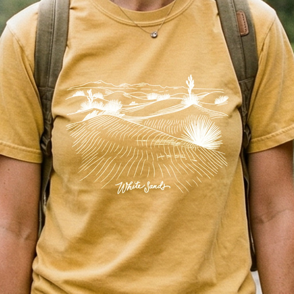 White Sands Line Drawing Cotton T-Shirt