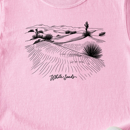 White Sands Line Drawing Kids Cotton T-Shirt
