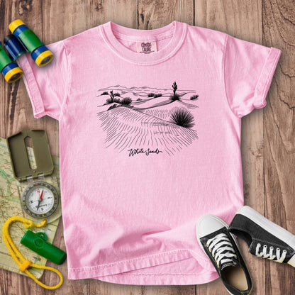 White Sands Line Drawing Kids Cotton T-Shirt