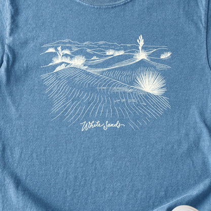 White Sands Line Drawing Kids Cotton T-Shirt