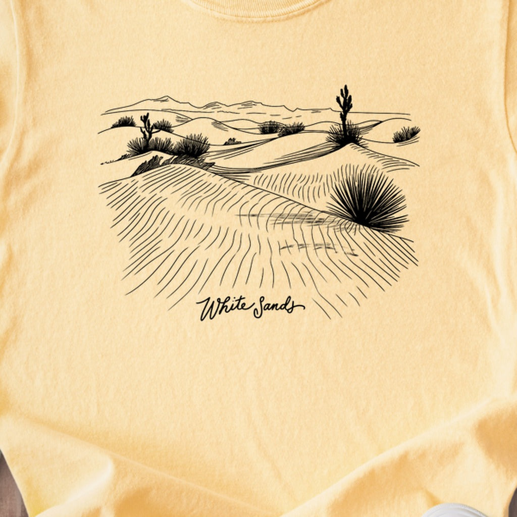 White Sands Line Drawing Kids Cotton T-Shirt