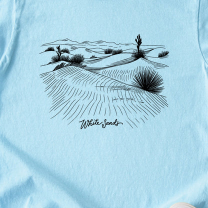 White Sands Line Drawing Kids Cotton T-Shirt