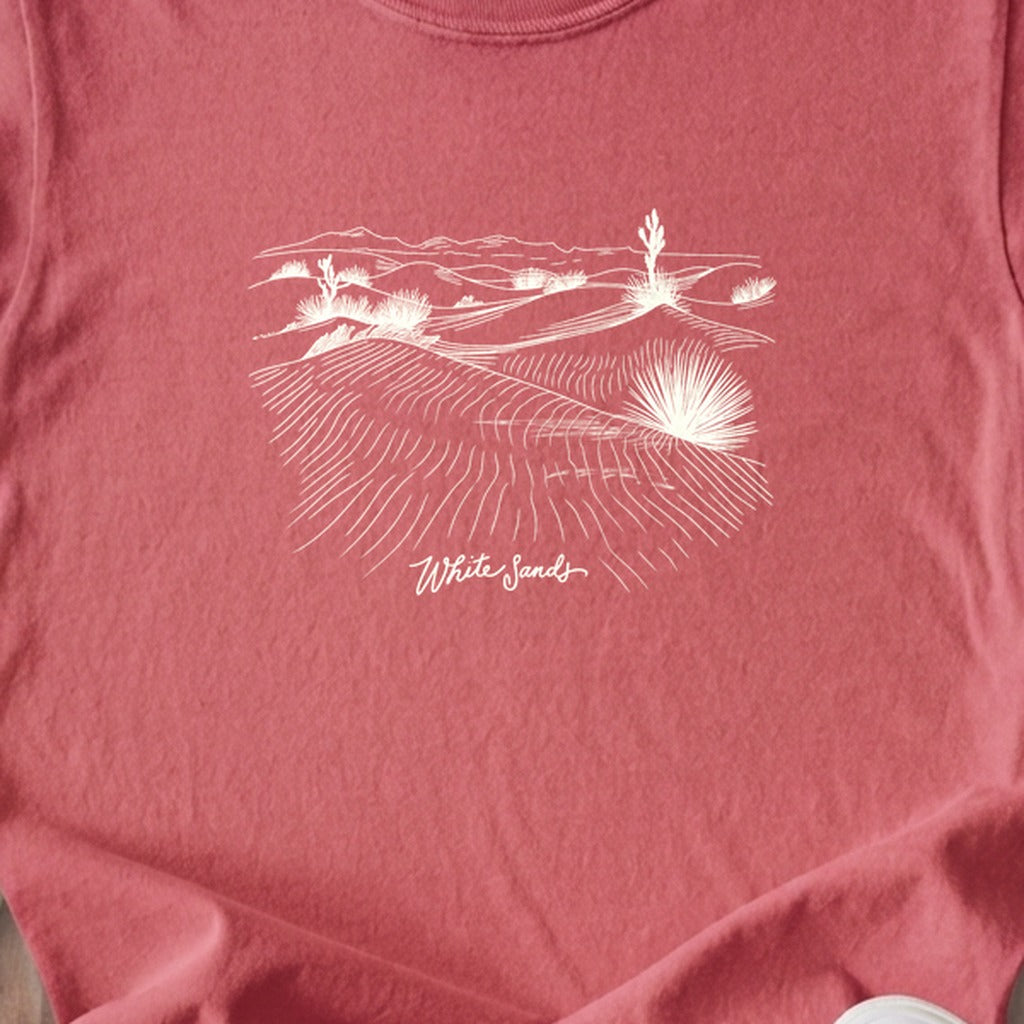 White Sands Line Drawing Kids Cotton T-Shirt