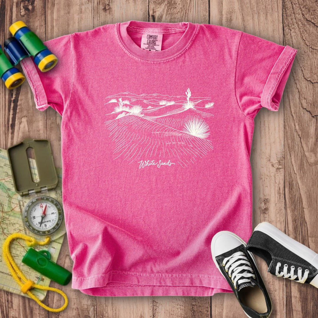 White Sands Line Drawing Kids Cotton T-Shirt