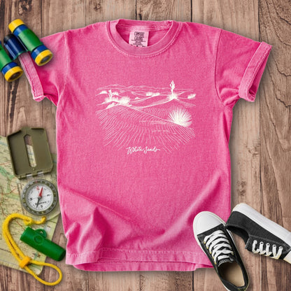 White Sands Line Drawing Kids Cotton T-Shirt