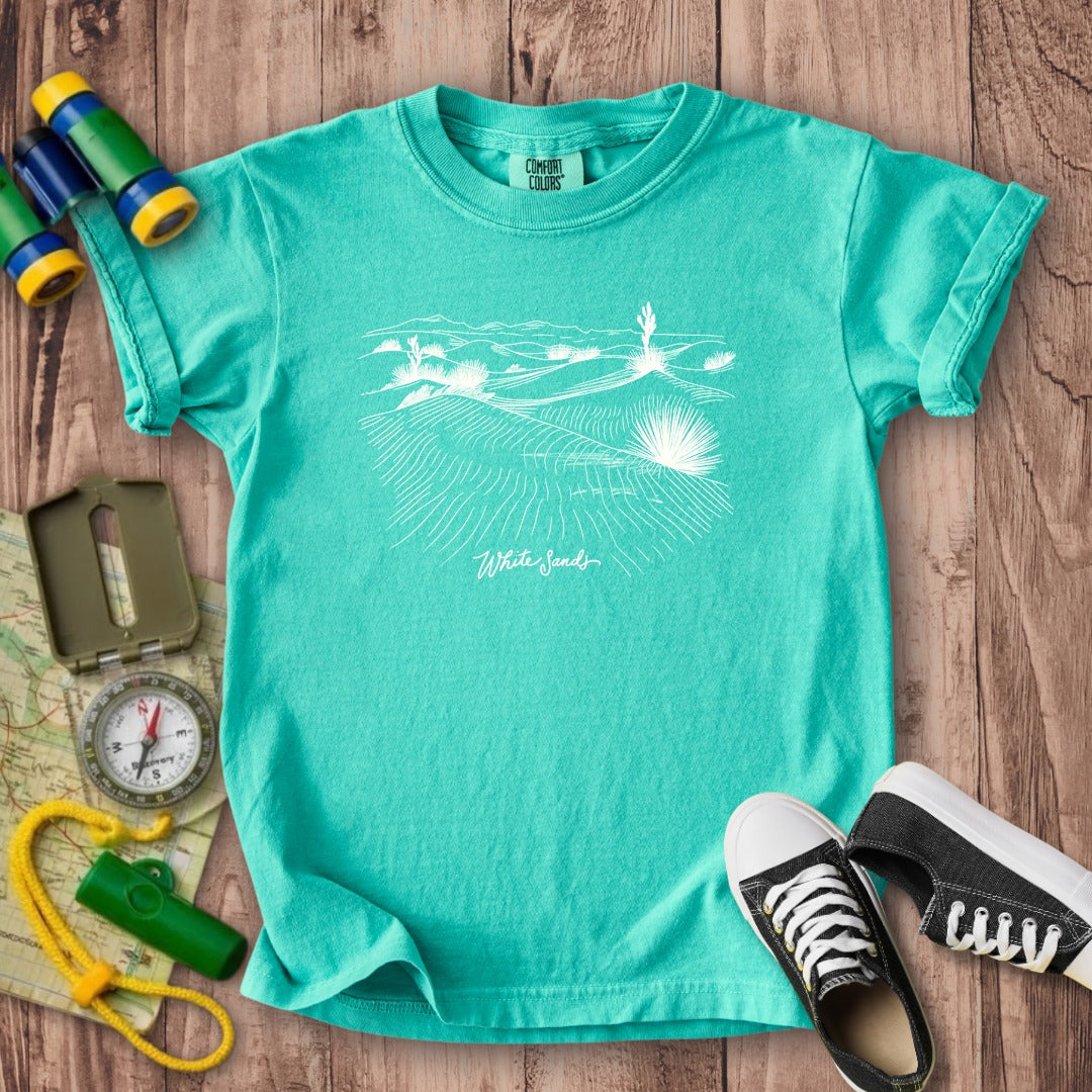 White Sands Line Drawing Kids Cotton T-Shirt