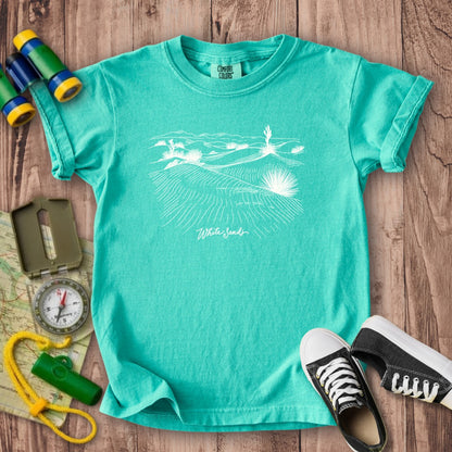 White Sands Line Drawing Kids Cotton T-Shirt