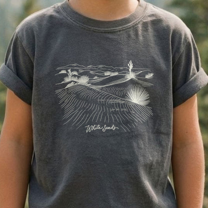 White Sands Line Drawing Kids Cotton T-Shirt