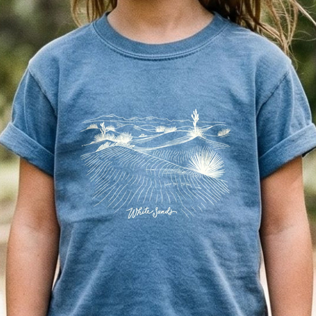 White Sands Line Drawing Kids Cotton T-Shirt