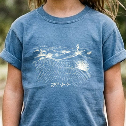 White Sands Line Drawing Kids Cotton T-Shirt