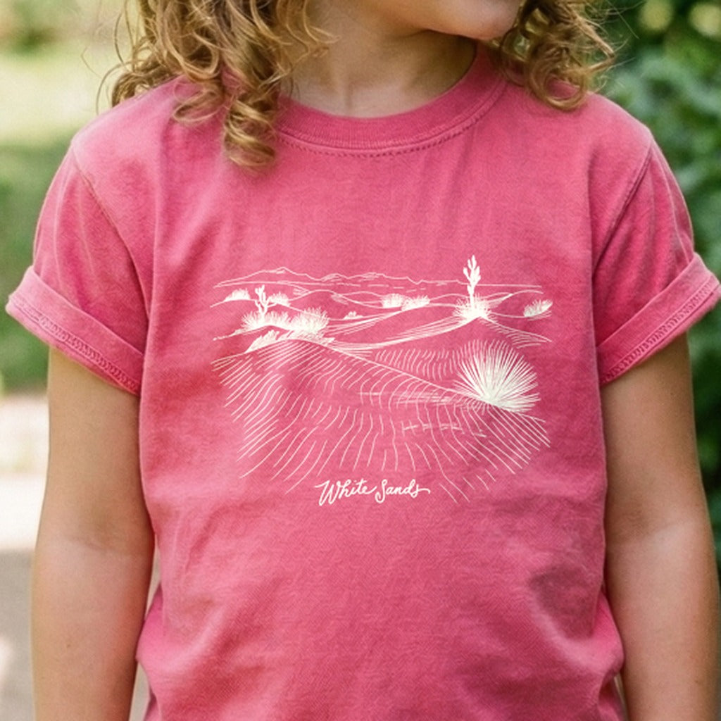 White Sands Line Drawing Kids Cotton T-Shirt