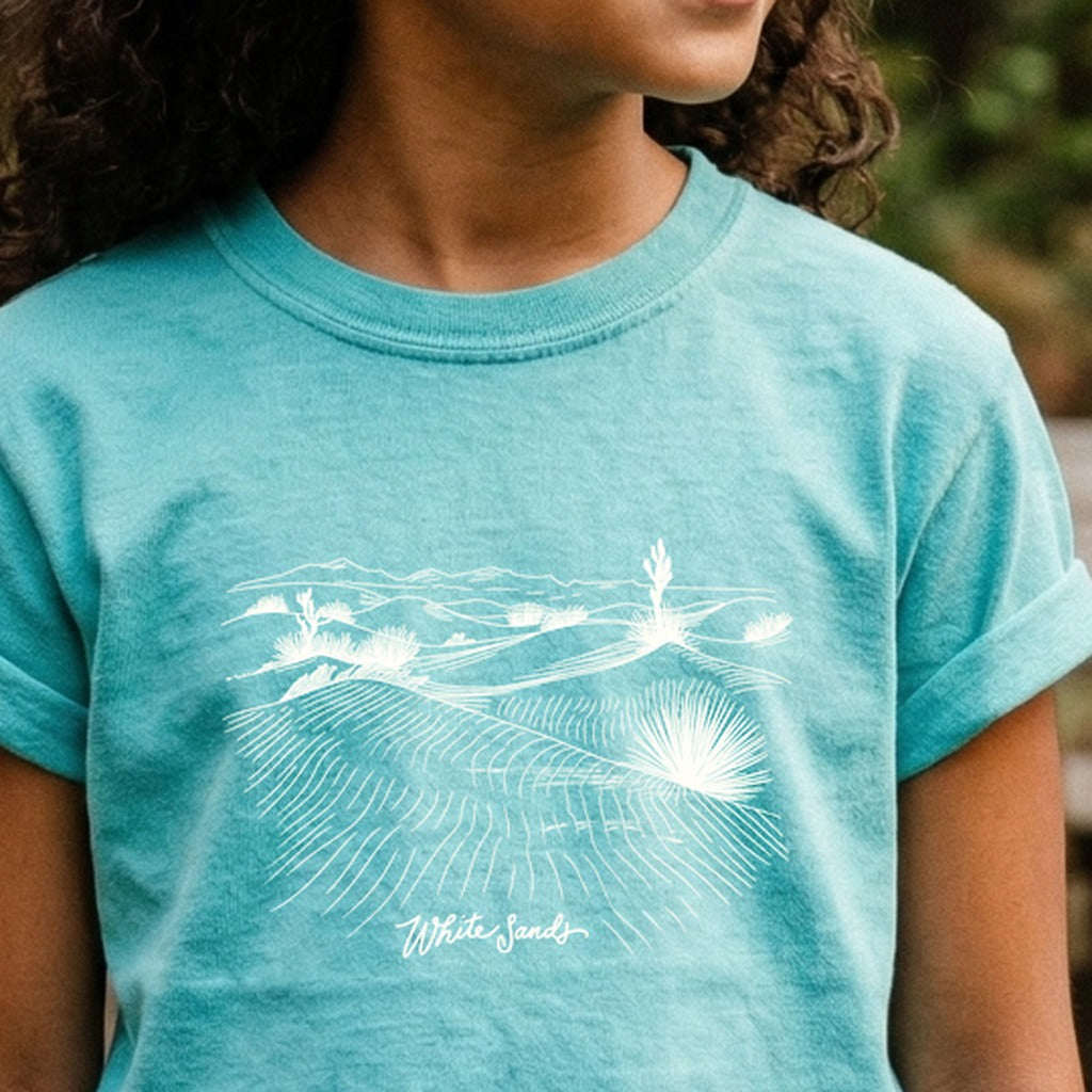 White Sands Line Drawing Kids Cotton T-Shirt