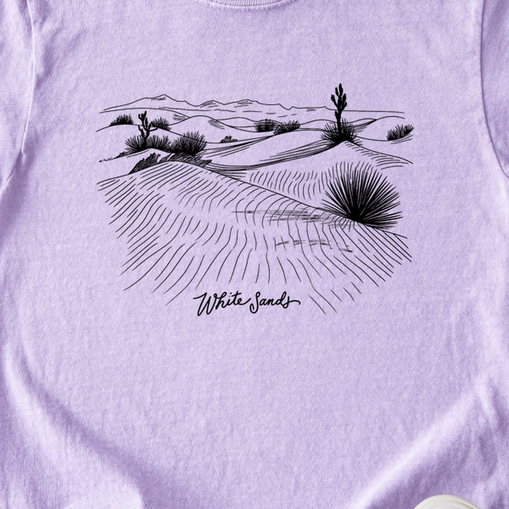 White Sands Line Drawing Kids Cotton T-Shirt