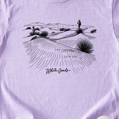 White Sands Line Drawing Kids Cotton T-Shirt