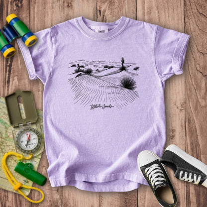 White Sands Line Drawing Kids Cotton T-Shirt