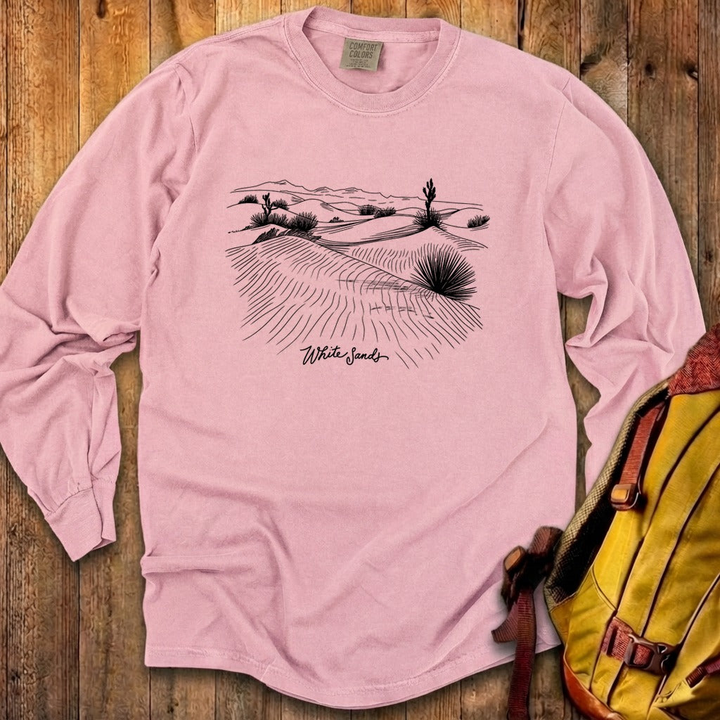 White Sands Line Drawing Cotton Long Sleeve