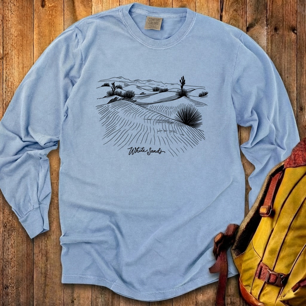 White Sands Line Drawing Cotton Long Sleeve