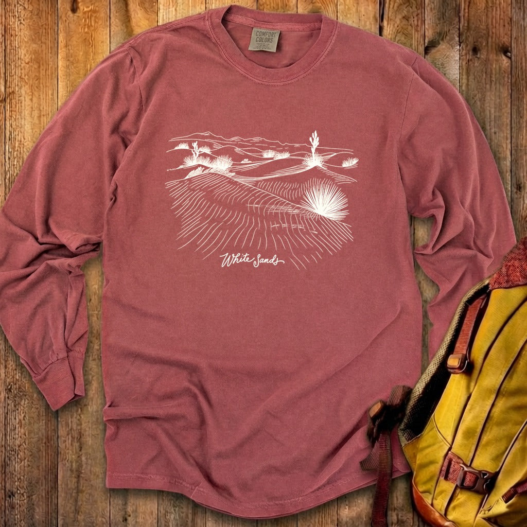 White Sands Line Drawing Cotton Long Sleeve