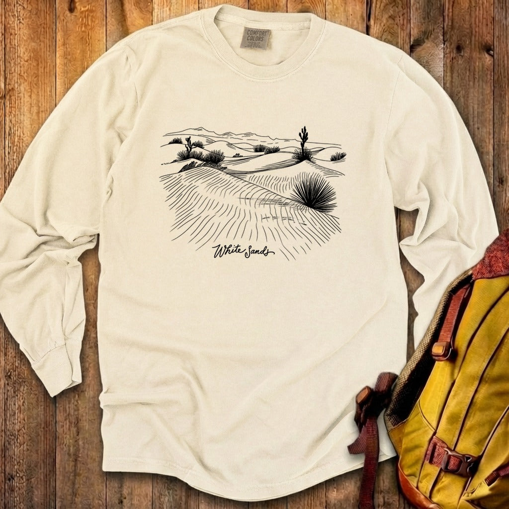 White Sands Line Drawing Cotton Long Sleeve