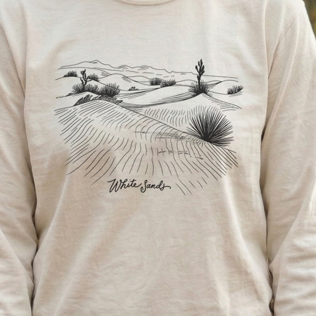 White Sands Line Drawing Cotton Long Sleeve