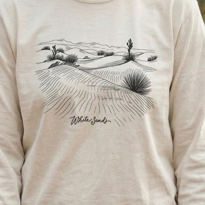 White Sands Line Drawing Cotton Long Sleeve