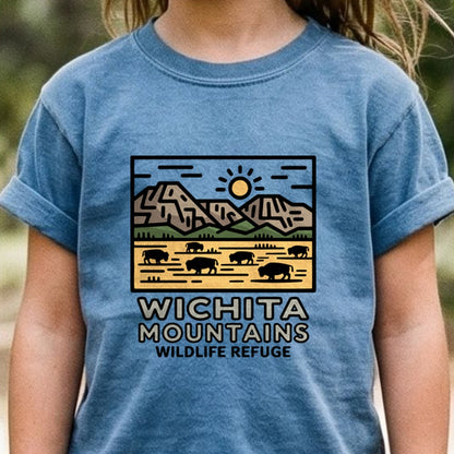 Wichita Mountains Wildlife Refuge Kids Cotton T-Shirt