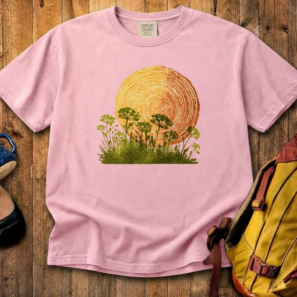Woodcut Flower Meadow Cotton T-Shirt